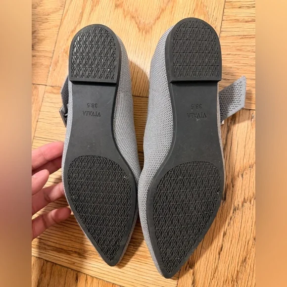 Vivaia Pointed Toe Mary Jane (Maria) Gray Flats - Picture 3 of 4